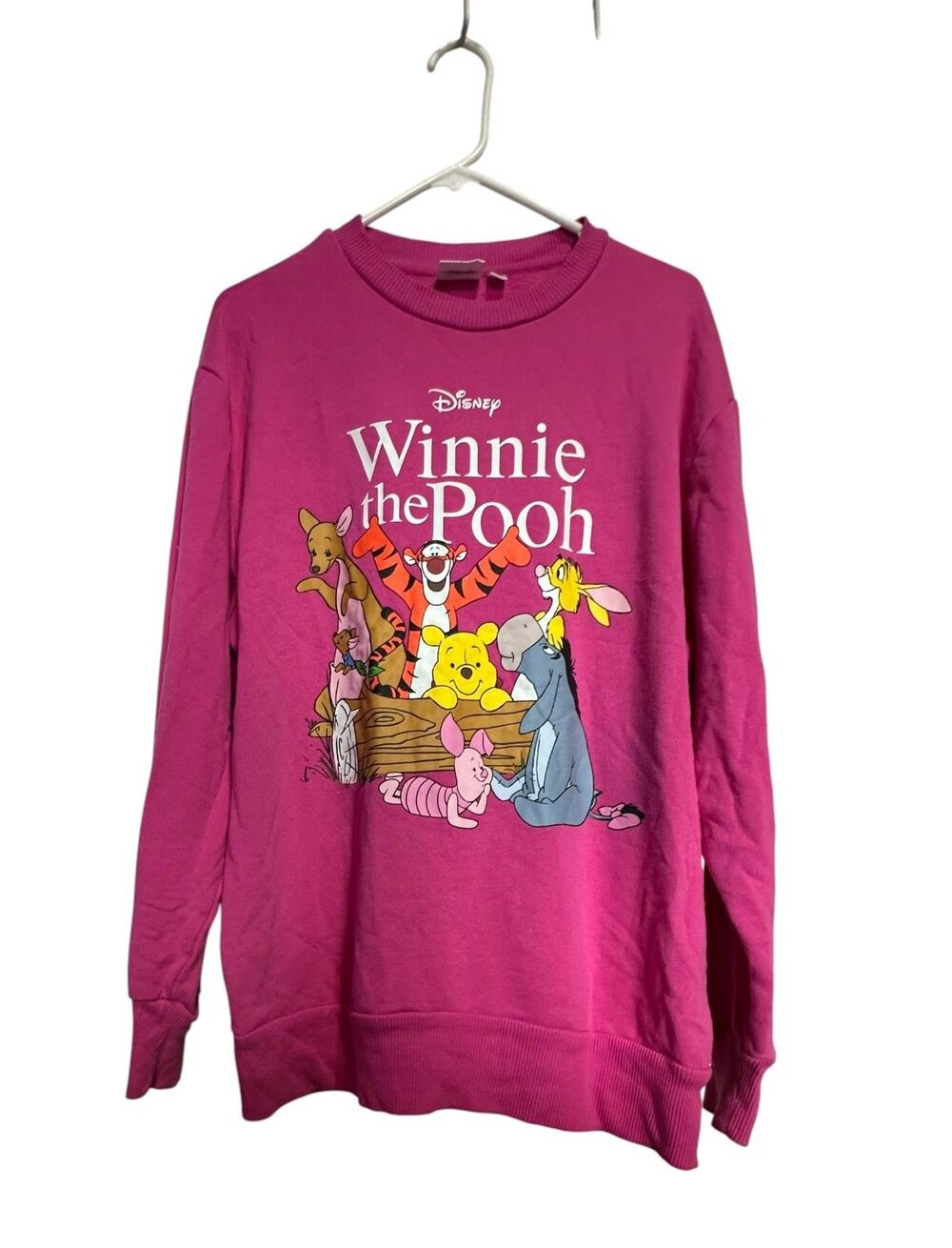 Winnie The Pooh Walt Disney Pink Crewneck Sweater Women's Size Large Nostalgic